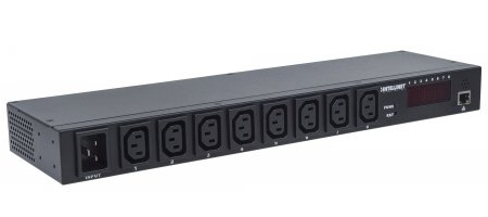 Barra Multicontactos INTELLINET 8 salidas para montaje en rack de 19"